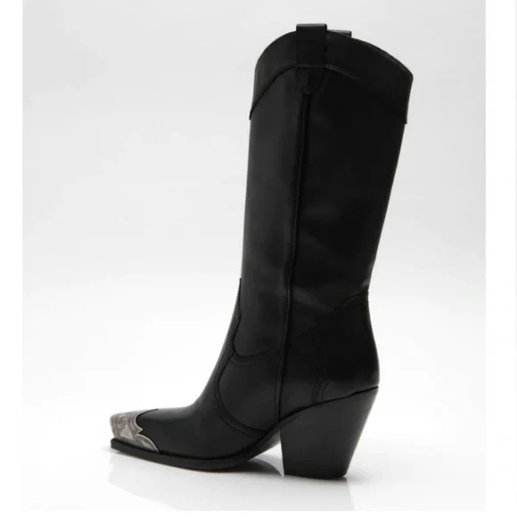 Free People Brayden Western Boots black leather.  Size 37.5 - Picture 3 of 15